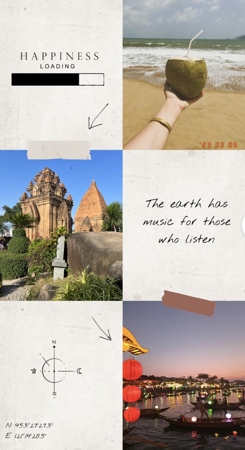 Tempio vietnamita e la città di Hue, con le sue lanterne colorate.